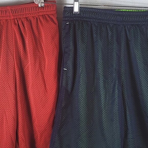 Athletic Works Poly Lined Mesh 2pk Blue/Green Red/Black Shorts Size XL 14-16 - Picture 2 of 16